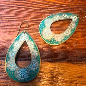 Turquoise & gold teardrop earrings